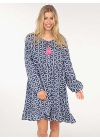Zwillingsherz Damen Sommerkleid ""Stargazing"", blau, modisch, Gr. SM, gemustert, Obermaterial: 100% Viskose, Kleider, mit Muster, langen Ärmeln und