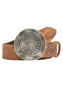 Damen Ledergürtel, braun, modisch,casual, Gr. 90, RETTUNGSRING BY SHOWROOM 019, unifarben, Leder, Gürtel, mit austauschbarer Schließe »Rund Gewellt«