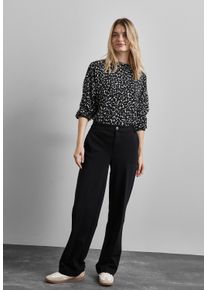 Street One Damen Langarmshirt, schwarz, casual, Gr. 40, animal-print, Stoff, 63% Polyester, 34% Viskose, 3% Elasthan, Shirts, im angesagten Leo-Look