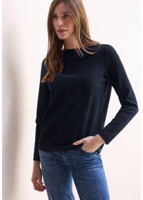 Cecil Damen Langarmshirt, blau, casual, Gr. M, unifarben, Strukturmuster, Strick, Obermaterial: 70% Polyester, 27% Viskose, 3% Elasthan, Shirts, mit