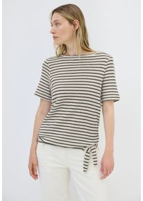 Cecil Damen T-Shirt, beige, casual, Gr. XS, gestreift, Web, 70% Baumwolle, 19% Polyester, 11% Viskose, Shirts, aus Baumwolle mit Stretchante
