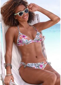 Venice Beach Damen Bikini-Hose "Summer", weiß, Gr. 32, floral, Polyamid, Badehosen, seitlich zum Binden