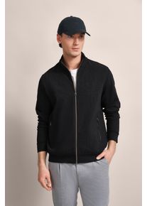 Bugatti Herren Sweatjacke, schwarz, casual, Gr. XL, unifarben, Sweatware, 47% Baumwolle, 47% Polyester, 6% Elasthan, Sweatjacken, mit leichter