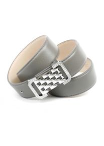 Anthoni Crown Damen Ledergürtel, grau, Gr. 100, unifarben, Leder, Gürtel, Graufarbener Ledergürtel mit Fashion-Schließe