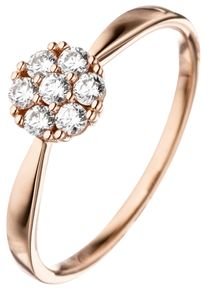 Jobo Damen Goldring, 58, Roségold 333, rosa, Rosu00e9gold 333, Fingerringe, 333 Roségold mit Zirkonia
