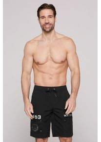 CAMP DAVID Herren Badeshorts, schwarz, Gr. XXXL, bedruckt, Polyamid, Badehosen, mit Einschubtaschen & Beintaschen