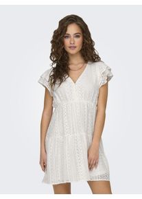 Only Damen Minikleid "ONLHELENA LACE CAPSL DRESS WVN NOOS", weiß, modisch, Gr. XS, unifarben, Jersey, Obermaterial: 100% Baumwolle, Kleider