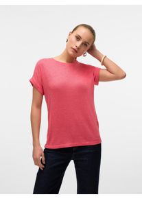Véro Moda VERO MODA Damen Kurzarmpullover "VMBRIANNA SS O-NECK PULLOVER BOO REP"dubarry detail:with bon bon melange, modisch, Gr. S, meliert, Strick,