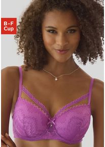 Lascana Damen Schalen-BH, Gr. 70, lila, Spitze, Obermaterial: 48% Polyamid, 45% Polyester, 7% Elasthan, modisch, BHs, mit modischer Zick-Zack-Spitze