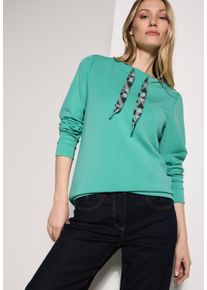 Cecil Damen Sweatshirt, grün, casual, Gr. S, unifarben mit Farbeinsatz, Sweatware, Obermaterial: 49% Polyester, 43% Modal, 8% Elasthan, Sweatshirts,