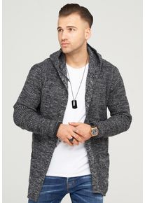 behype Herren Strickjacke "NELIAN", grau, casual, Gr. XXL, unifarben, 100% Polyacryl, Strickjacken, im Grobstrick-Stil