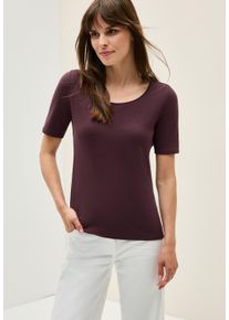 Cecil Damen T-Shirt "Style LENA", rot, casual, Gr. S, unifarben, Jersey, Obermaterial: 100% Baumwolle, Shirts, mit klassischem Rundhalsausschnitt