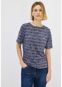Cecil Damen Print-Shirturban navy blau, casual, Gr. XXXL, bedruckt, Web, 50% Baumwolle, 50% Polyester, Shirts, aus elastischem Materialmix