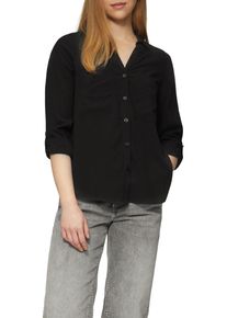QS Damen Hemdbluse, schwarz, casual, Gr. 44, unifarben, Obermaterial: 100% Viskose, Blusen, mit Turn-Up Ärmeln