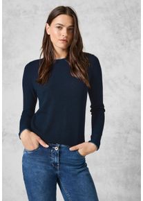 Cecil Damen Strickpullover, blau, casual, Gr. XL, unifarben, Web, 60% Baumwolle, 40% Viskose, Pullover, im soften Baumwoll-Mix