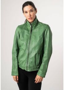 Mauritius Damen Lederjacke "MWWalli", grün, modisch, Gr. L, unifarben, Obermaterial: 100% Schafsleder. Futter: 100% Baumwolle. Ärmelfutter: 100%
