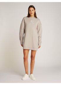 Damen Sweatkleid "EMBROIDERED MONOLOGO CREW DRESS", beige, feminin, Gr. M, Calvin Klein Jeans, unifarben, Sweatware, Obermaterial: 61% Baumwolle, 39%