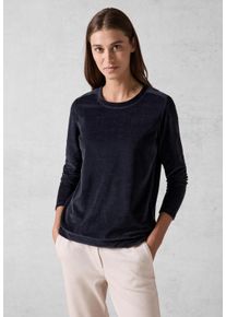 Cecil Damen Langarmshirt, blau, casual, Gr. S, unifarben, Web, 70% Baumwolle, 25% Polyester, 5% Elasthan, Shirts, mit Tunnelzug am Saum
