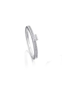ONE ELEMENT Damen Diamantring, 54, Weißgold 585-Diamanten, silber, Weißgold 585, Diamanten, Fingerringe, Damen Gold Schmuck Memoire mit Center