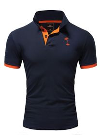 behype Herren Poloshirt "PALM", blau, casual, Gr. XXL, mehrfarbig, 100% Baumwolle, Shirts, mit kontrastfarbigen Details
