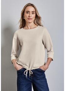 Street One Damen 3/4-Arm-Shirt, beige, casual, Gr. 36, unifarben, Web, 60% Baumwolle, 36% Polyester, 4% Elasthan, Shirts, mit Tunnelzug am Saum