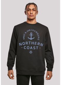 F4NT4STIC Herren Kapuzenpullover "Nordsee Knut & Jan Hamburg", schwarz, casual, Gr. 5XL, Obermaterial: 50% Baumwolle, 50% Polyester, Pullover, Print