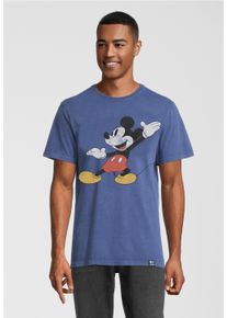 Recovered Herren T-Shirt "Disney Mickey Mouse Posing", blau, casual, Gr. M, bedruckt, 100% Baumwolle, Shirts, im zeitlosen Design