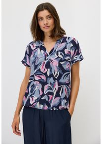 Cecil Damen Kurzarmbluseurban dunkelblau, casual, Gr. XL, gemustert, Stoff, 100% Viskose, Blusen, aus softer Viskose