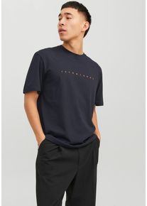 Jack & Jones JACK & JONES Herren Rundhalsshirt "JJESTAR JJ TEE SS NOOS", blau, modisch, Gr. M, bedruckt, Single Jersey, Obermaterial: 100% Baumwolle, Shirts, mit