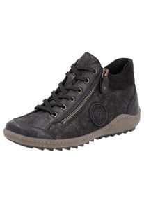 Remonte Damen Schnürboots, Gr. 43, schwarz, Lederimitat, Textil, sportlich, Schuhe, Flats, Komfortschuh, Boots mit seitlichem Reißverschluss