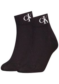Damen Kurzsocken "CKJ WOMEN QUARTER 2P MONOGRAM", Calvin Klein Jeans, Gr. 35, schwarz, Baumwollmischung, unifarben, Socken, mit Logostickerei
