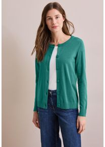 Cecil Damen Cardigan, grün, casual, Gr. XL, unifarben, Web, 60% Baumwolle, 40% Viskose, Strickjacken, im soften Baumwoll-Mix