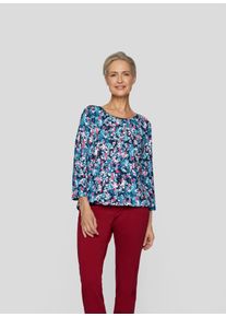 Rabe Damen 3/4-Arm-Shirt, blau, casual, Gr. 50, geblümt, bedruckt, Web, Obermaterial: 92% Viskose, 8% Elasthan, Shirts, mit Blumenprint