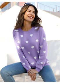 Classic Basics Damen Strickpullover "Langarm-Pullover", lila, Gr. 52, gemustert, 100% Baumwolle, Pullover