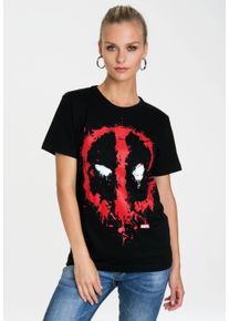 logoshirt Damen T-Shirt "Marvel Deadpool Face", schwarz, casual, Gr. XL, unifarben, 100% Baumwolle, Shirts, mit coolem Print