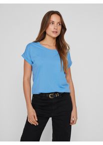 Vila Damen Rundhalsshirt "VIDREAMERS NEW PURE T-SHIRT/SU-NOOS", blau, casual, Gr. XXL, unifarben, Jersey, Obermaterial: 50% Baumwolle, 50% Polyester,