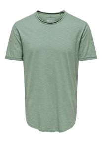 Only & Sons ONLY & SONS Herren Rundhalsshirt "ONSBENNE LONGY SS TEE NF 7822 NOOS", grün, modisch, Gr. M, unifarben, Single Jersey, Obermaterial: 100% Baumwolle,