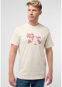 Jack Wolfskin Herren T-Shirt "BERGBLICK T M", beige, Gr. S, Obermaterial: 100% Cotton organic; Kontrast: 100% Cotton organic, Shirts
