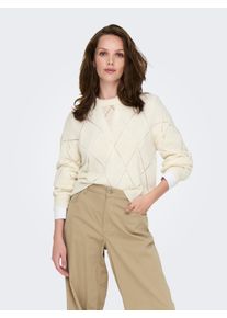 Only Damen Strickpullover "ONLGEENAS LS STRUCTURE O-NECK CC KNT", rot, modisch, Gr. XS, unifarben, Strick, Obermaterial: 70% Polyacryl, 30% Polyamid,