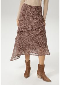 Aniston CASUAL Damen Midirock, braun, feminin, Gr. 42, gepunktet, bedruckt, Chiffon, Obermaterial: 100% Polyester. Futter: 100% Polyester, Röcke, in