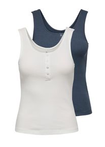 Only Damen Ripptanktop "ONLSIMPLE LIFE S/L BUTTON TOP JRS CS 2PK"ombre blau pack:cloud dancer, casual, Gr. S, Single Jersey, Rippware, Obermaterial: