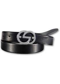 Silbergift Damen Koppelgürtel, schwarz, elegant,feminin,klassisch, Gr. 90, unifarben, Rindsleder, Gürtel, mit silberfarbener Schließe