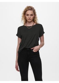 Only Damen T-Shirt "ONLMOSTER S/S O-NECK TOP NOOS JRS", grau, casual, Gr. S, meliert, Jersey, Obermaterial: 75% Viskose, 20% Polyester, 5% Elasthan,