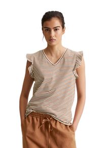 Marc O'Polo Damen T-Shirt "aus gestreiftem Single Jersey", braun, Basic, Gr. S, MARC O'POLO DENIM, gestreift, Obermaterial: 100% Baumwolle, Shirts