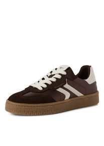 Tamaris Damen Plateausneaker, Gr. 39, braun, Glattleder, Veloursleder, kontrastfarbene Details, metallic, sportlich, Schuhe, Freizeitschuh,