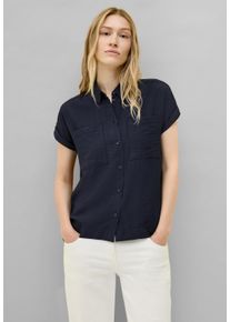 Cecil Damen Kurzarmbluse, blau, casual, Gr. M, unifarben, Stoff, 88% Viskose, 12% Polyamid, Blusen, Feel Good Fit
