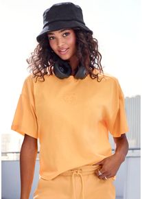 Buffalo Damen T-Shirt, Gr. 36, orange, Obermaterial: 100% Baumwolle, unifarben, bestickt, modisch, Shirts, mit toller Stickerei