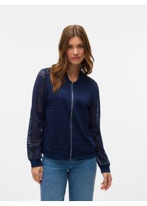 Véro Moda VERO MODA Damen Bomberjacke "VMHONEY LACE BOMBER JACKET WVN GA"navy blazer pattern:original lace, modisch, Gr. L, unifarben, Web, Obermaterial: 75%
