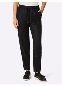 Damen Jogger Pants, schwarz, Gr. 19, CREATION L PREMIUM, unifarben, 55% Leinen, 42% Viskose, 3% Elasthan, Hosen