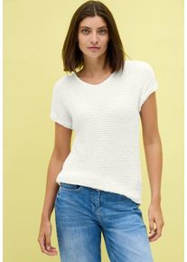Cecil Damen T-Shirt, weiß, Gr. XXL, unifarben, Web, Obermaterial: 97% Polyester, 3% Elasthan, Shirts, in Struktur-Optik